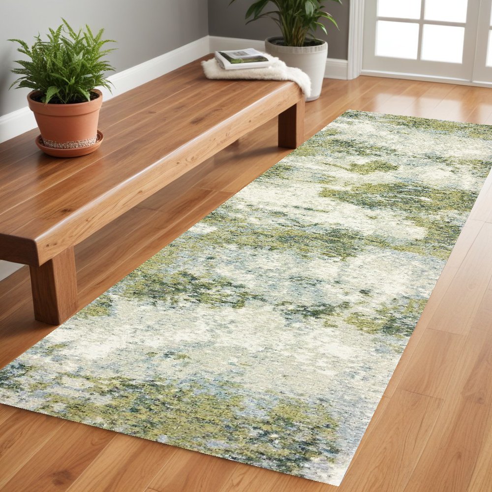 7' X 10' Blue Green Power Loom Area Rug