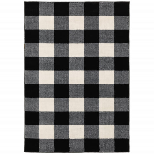 5' X 7' Monochromatic Gingham Pattern Indoor Area Rug