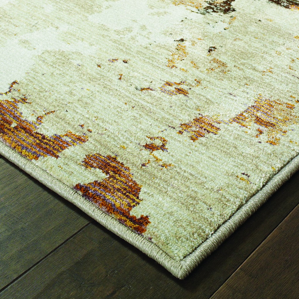 7' X 10' Beige and Black Power Loom Area Rug