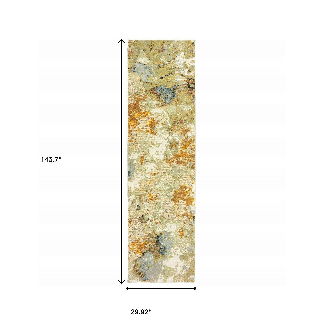 7' X 10' Gold and Ivory Power Loom Area Rug