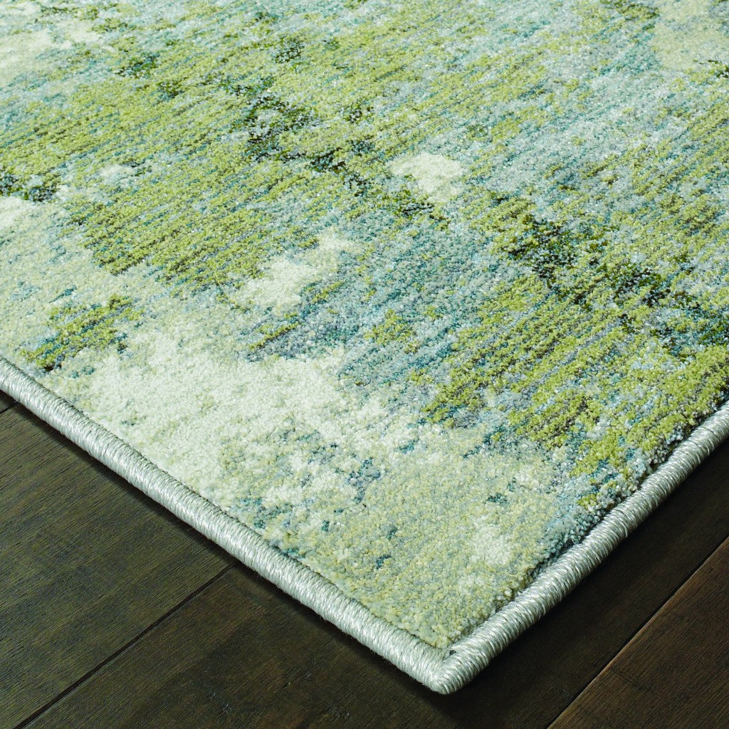 10' x 14' Blue Green Power Loom Runner Rug