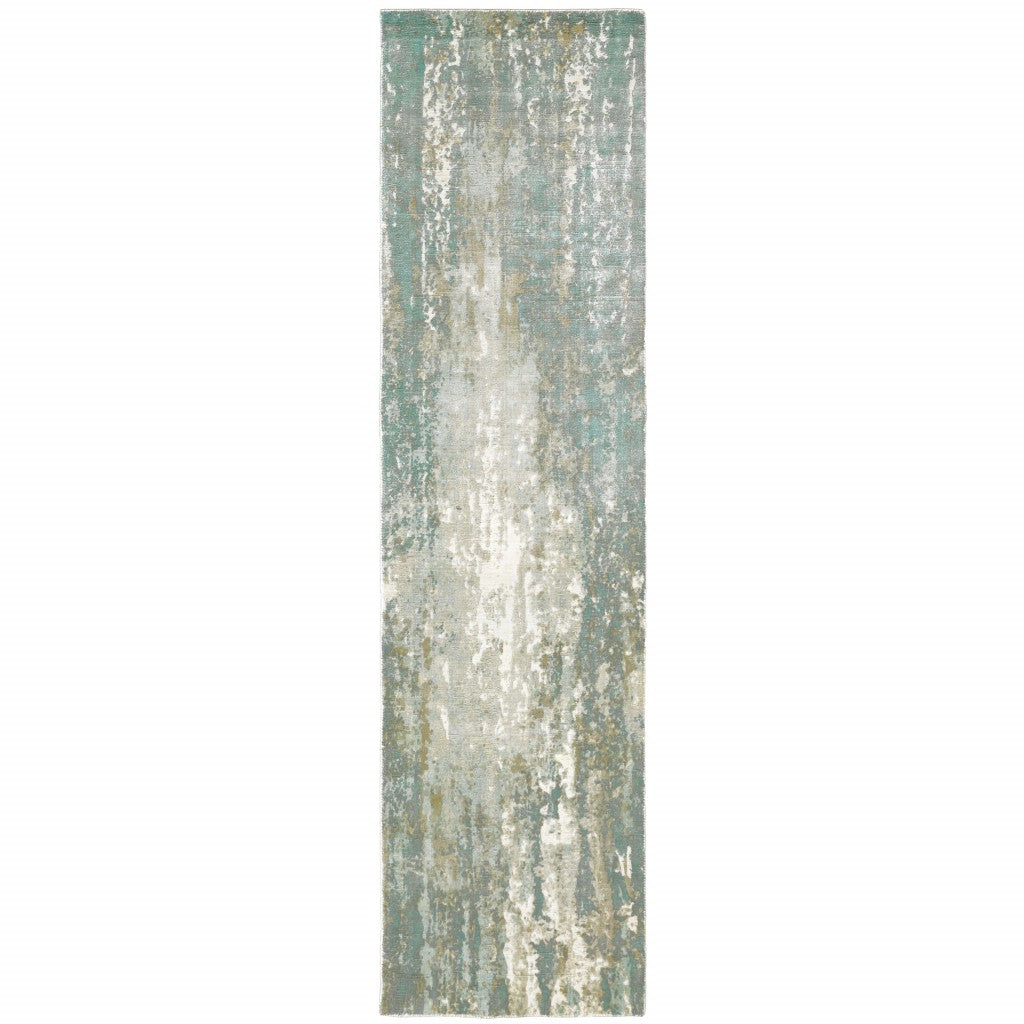 8’ X 10’ Blue And Gray Abstract Splash Indoor Area Rug