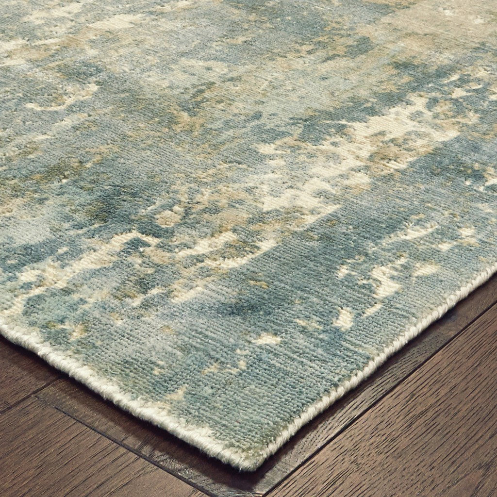 8’ X 10’ Blue And Gray Abstract Splash Indoor Area Rug