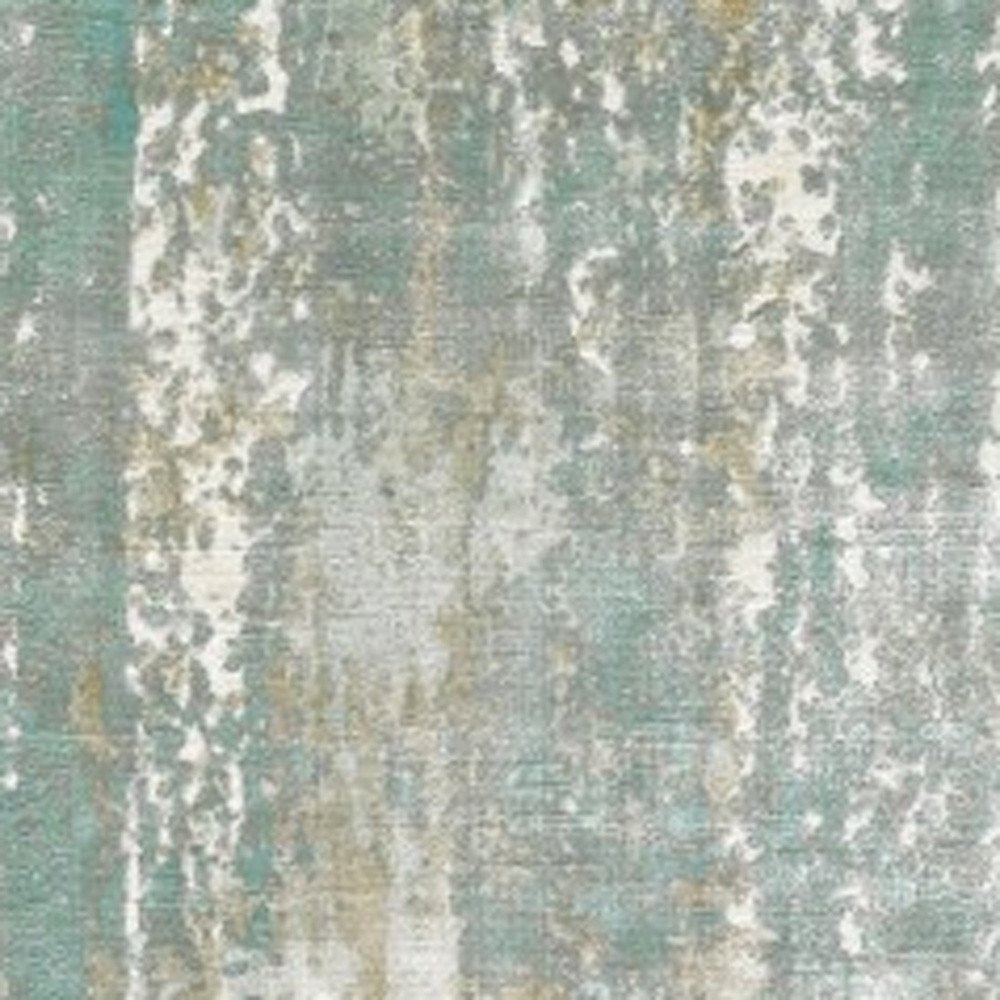 10' X 14' Blue And Gray Abstract Hand Loomed Distressed Area Rug