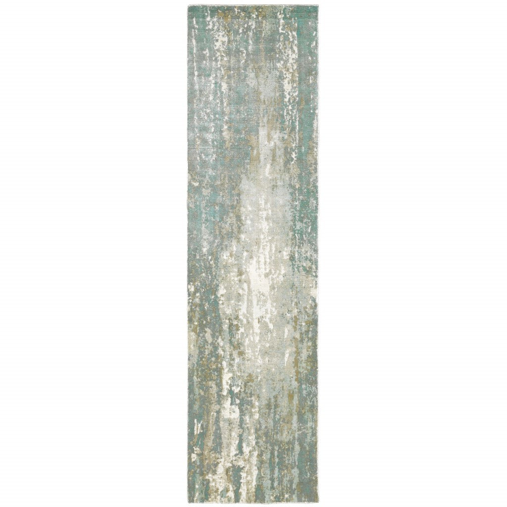 8’ X 10’ Blue And Gray Abstract Splash Indoor Area Rug