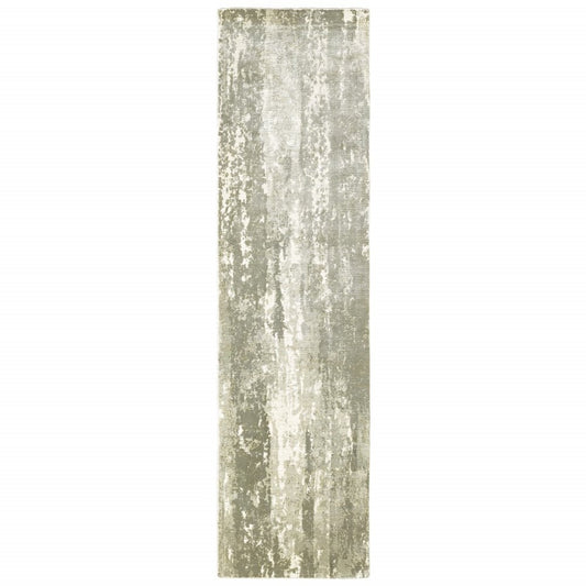 6' X 9' Gray And Ivory Abstract Hand Loomed Distressed Area Rug