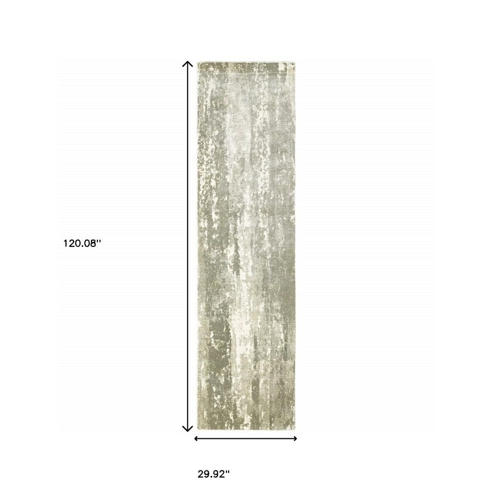 6' X 9' Gray And Ivory Abstract Hand Loomed Distressed Area Rug