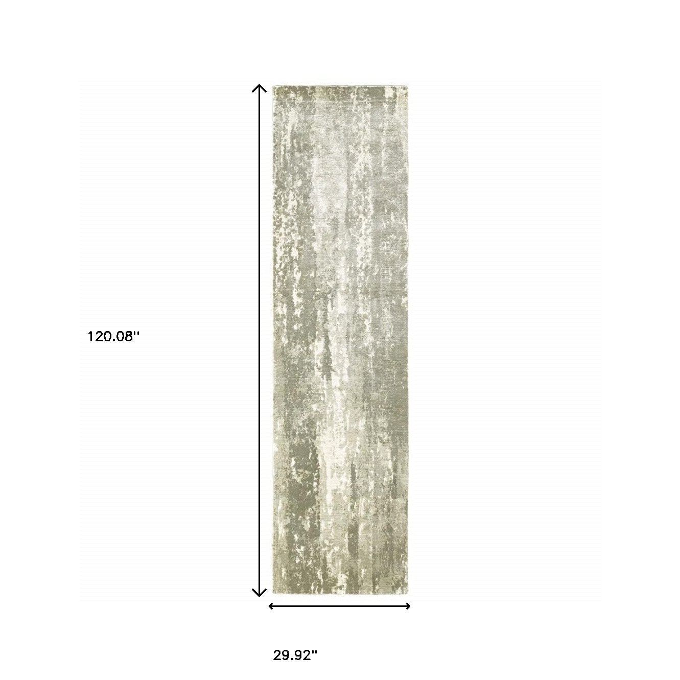 3' X 10' Gray And Ivory Abstract Splash Indoor Runner Rug