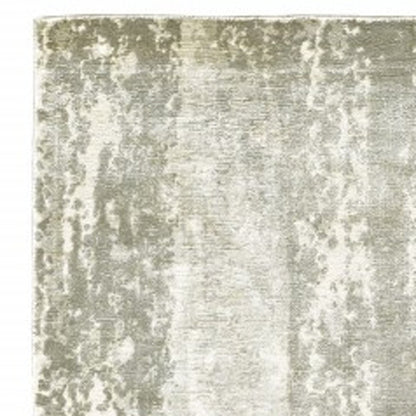 8' X 10' Gray And Ivory Abstract Hand Loomed Distressed Area Rug