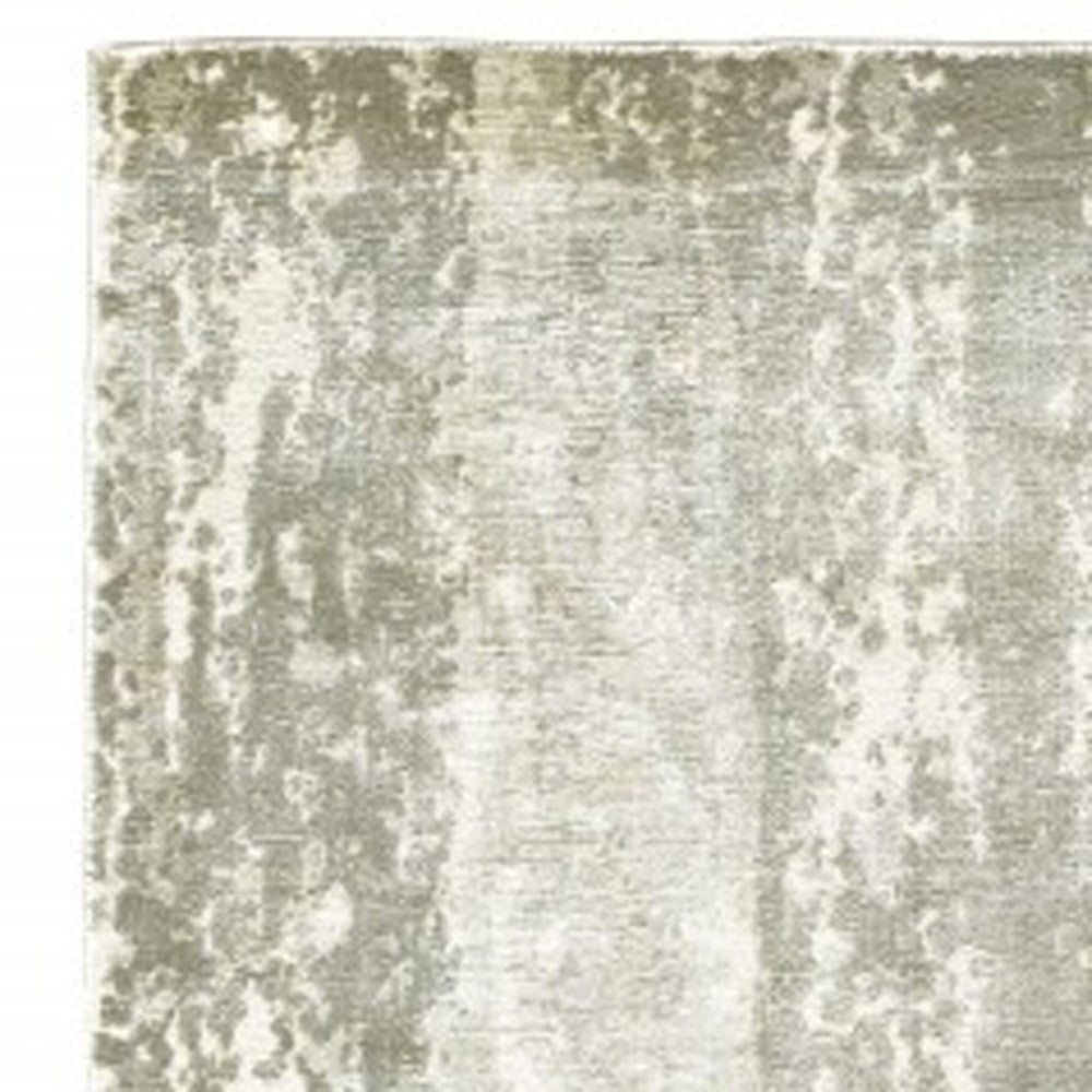 3' X 10' Gray And Ivory Abstract Splash Indoor Runner Rug