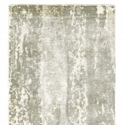 8' X 10' Gray And Ivory Abstract Hand Loomed Distressed Area Rug