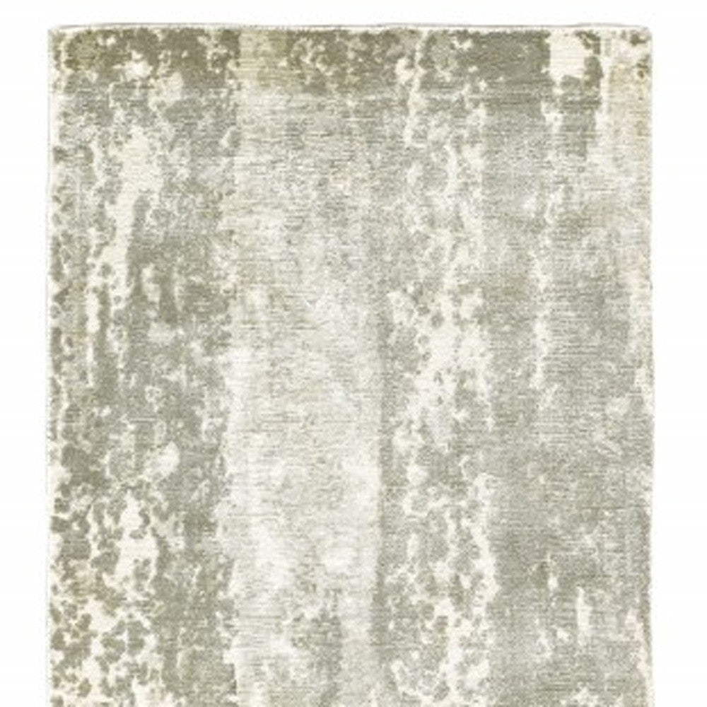 3' X 10' Gray And Ivory Abstract Splash Indoor Runner Rug