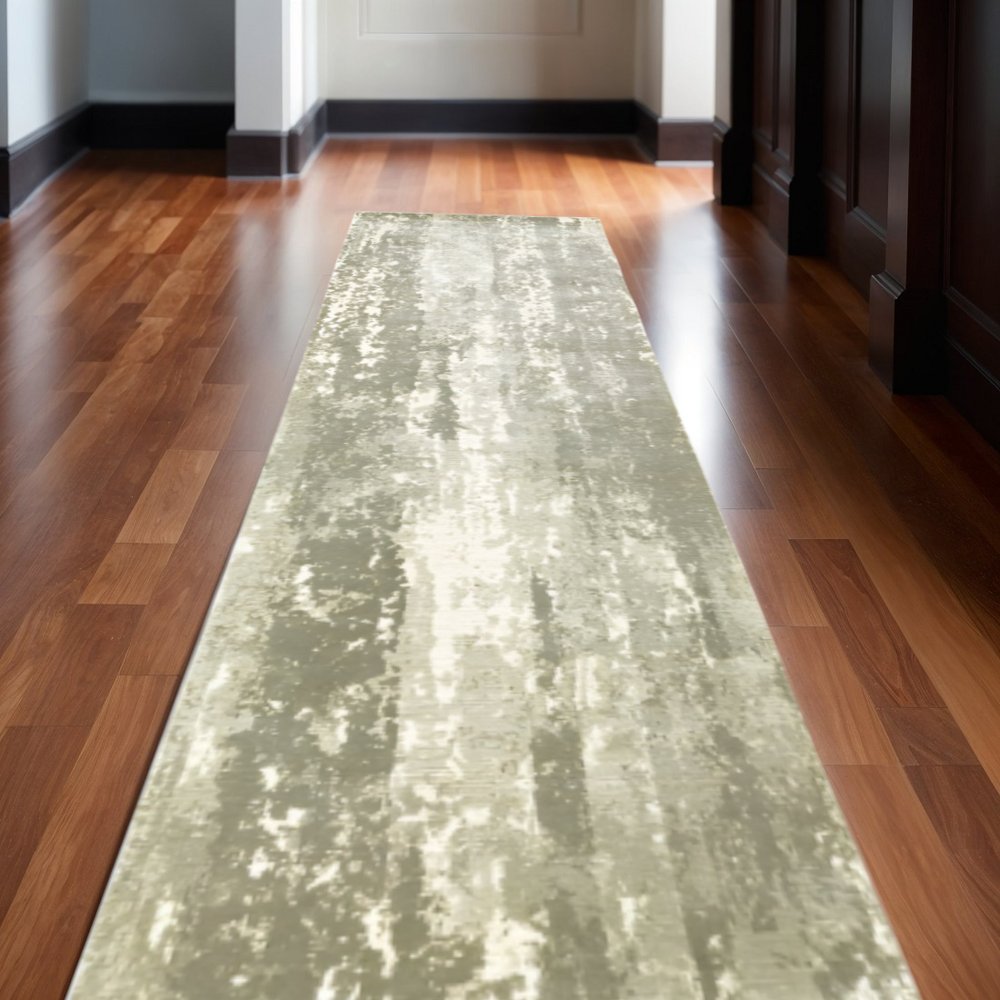 6' X 9' Gray And Ivory Abstract Hand Loomed Distressed Area Rug