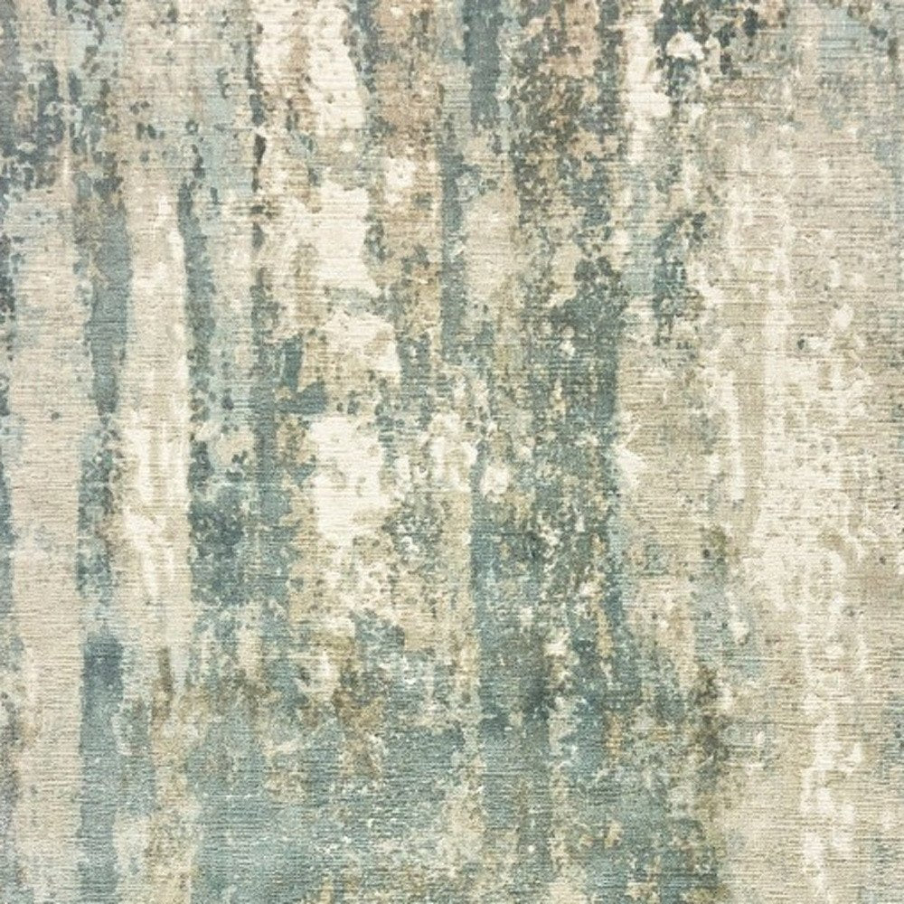 3' X 10' Blue And Gray Abstract Splash Indoor Runner Rug
