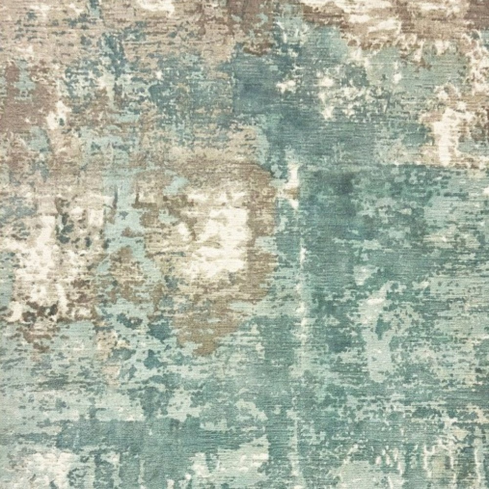 8' X 10' Blue And Gray Abstract Hand Loomed Distressed Area Rug