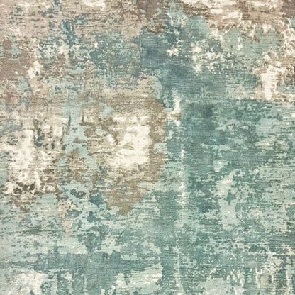 8' X 10' Blue And Gray Abstract Hand Loomed Distressed Area Rug