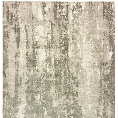 6' X 9' Gray And Ivory Abstract Hand Loomed Distressed Area Rug