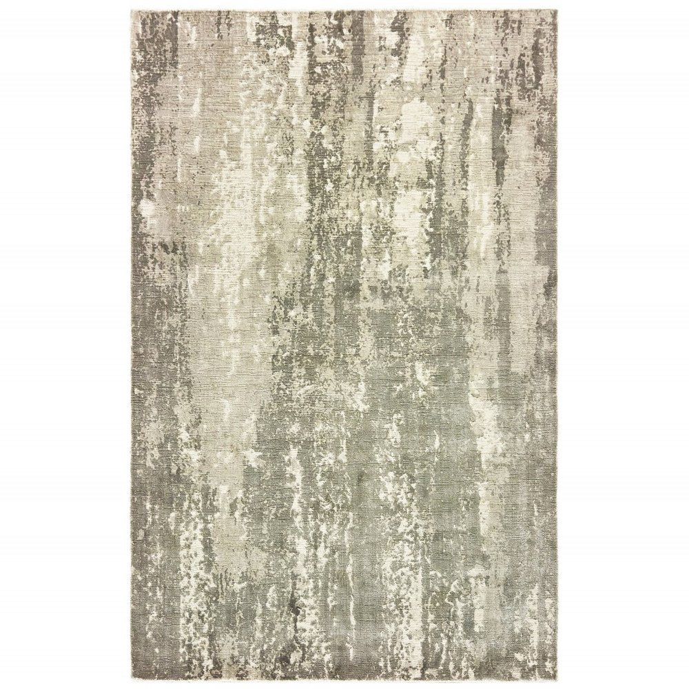 3' X 10' Gray And Ivory Abstract Splash Indoor Runner Rug