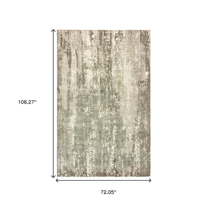 3' X 10' Gray And Ivory Abstract Splash Indoor Runner Rug