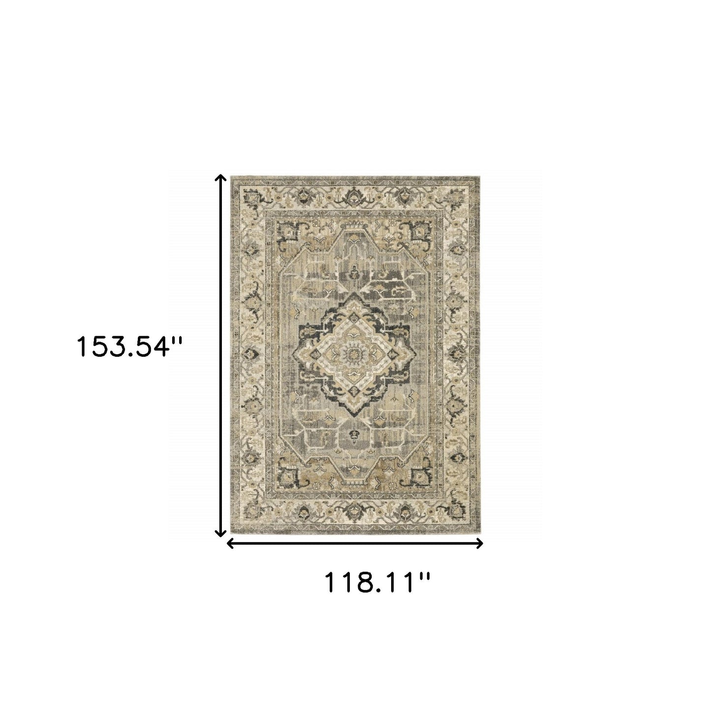 2' X 8' Beige And Gray Traditional Medallion Indoor Runner Rug