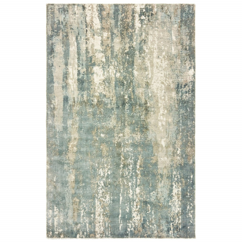 8’ X 10’ Blue And Gray Abstract Splash Indoor Area Rug