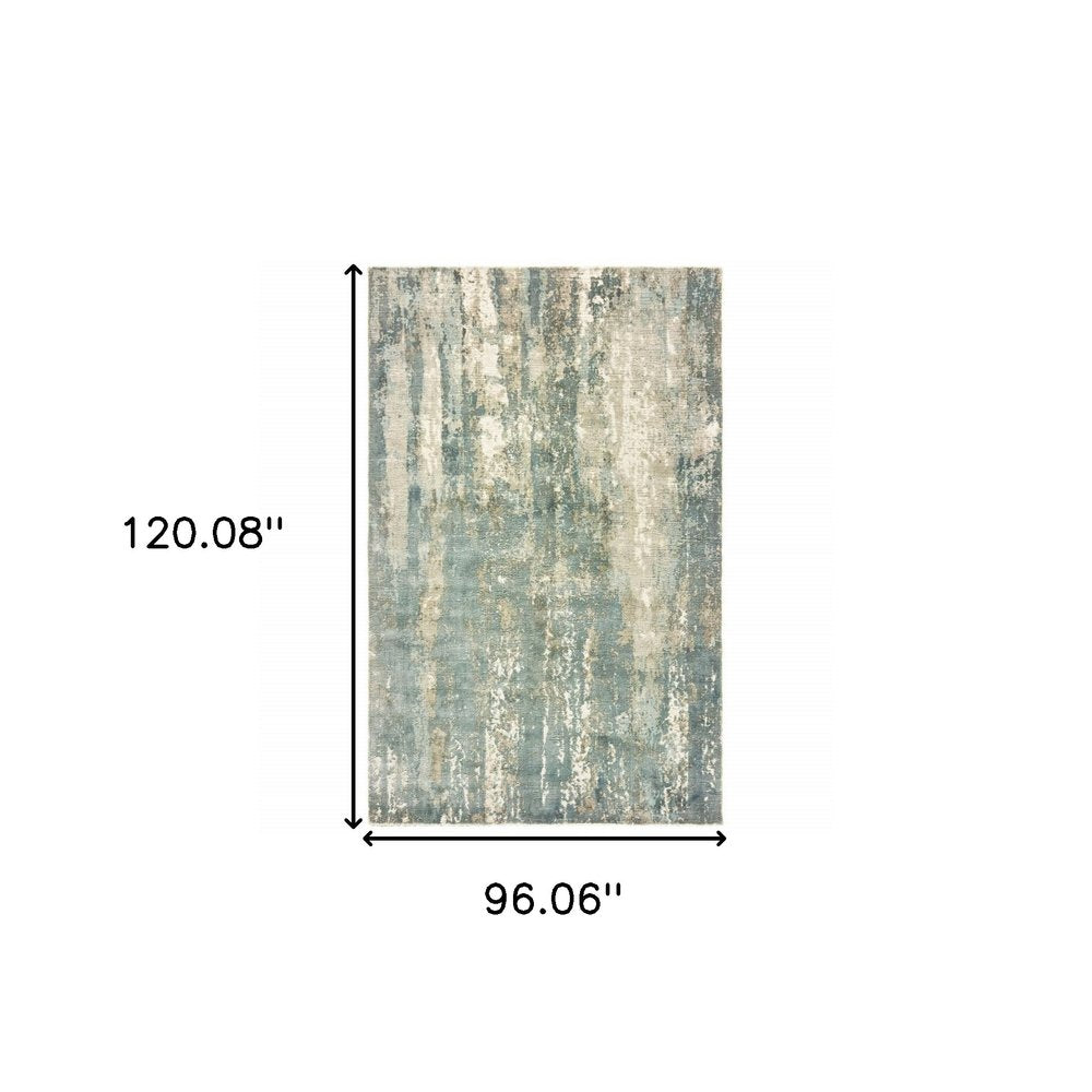 3' X 10' Blue And Gray Abstract Splash Indoor Runner Rug