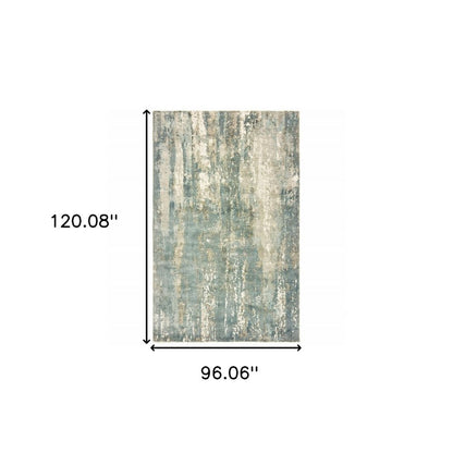 3' X 10' Blue And Gray Abstract Splash Indoor Runner Rug