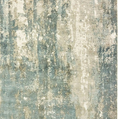 3' X 10' Blue And Gray Abstract Splash Indoor Runner Rug