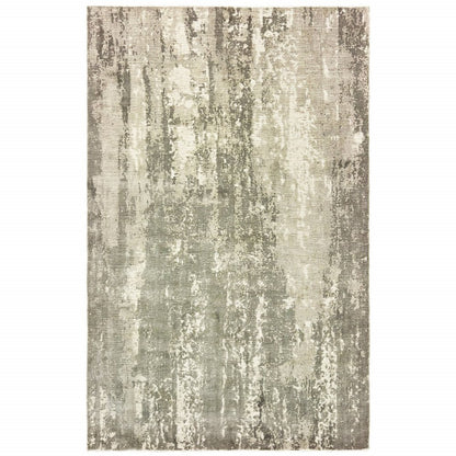 8' X 10' Gray And Ivory Abstract Hand Loomed Distressed Area Rug