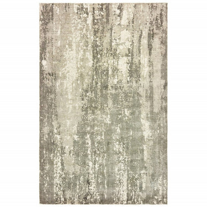 8' X 10' Gray And Ivory Abstract Hand Loomed Distressed Area Rug