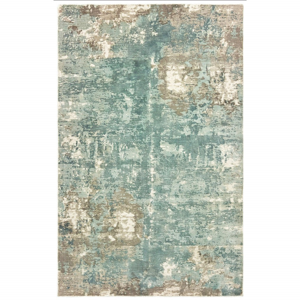 3' X 10' Blue And Gray Abstract Pattern Indoor Runner Rug