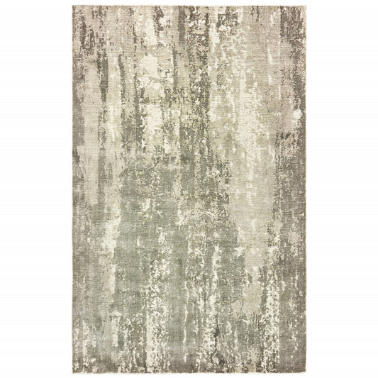 9' X 12' Gray And Ivory Abstract Splash Indoor Area Rug