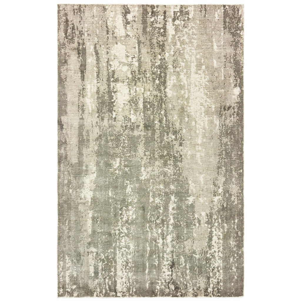 3' X 10' Gray And Ivory Abstract Splash Indoor Runner Rug