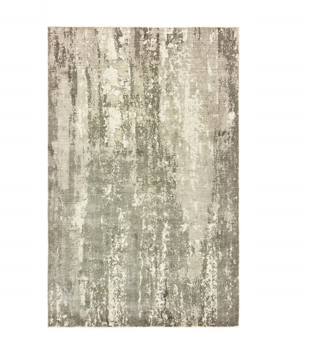 3' X 10' Gray And Ivory Abstract Splash Indoor Runner Rug