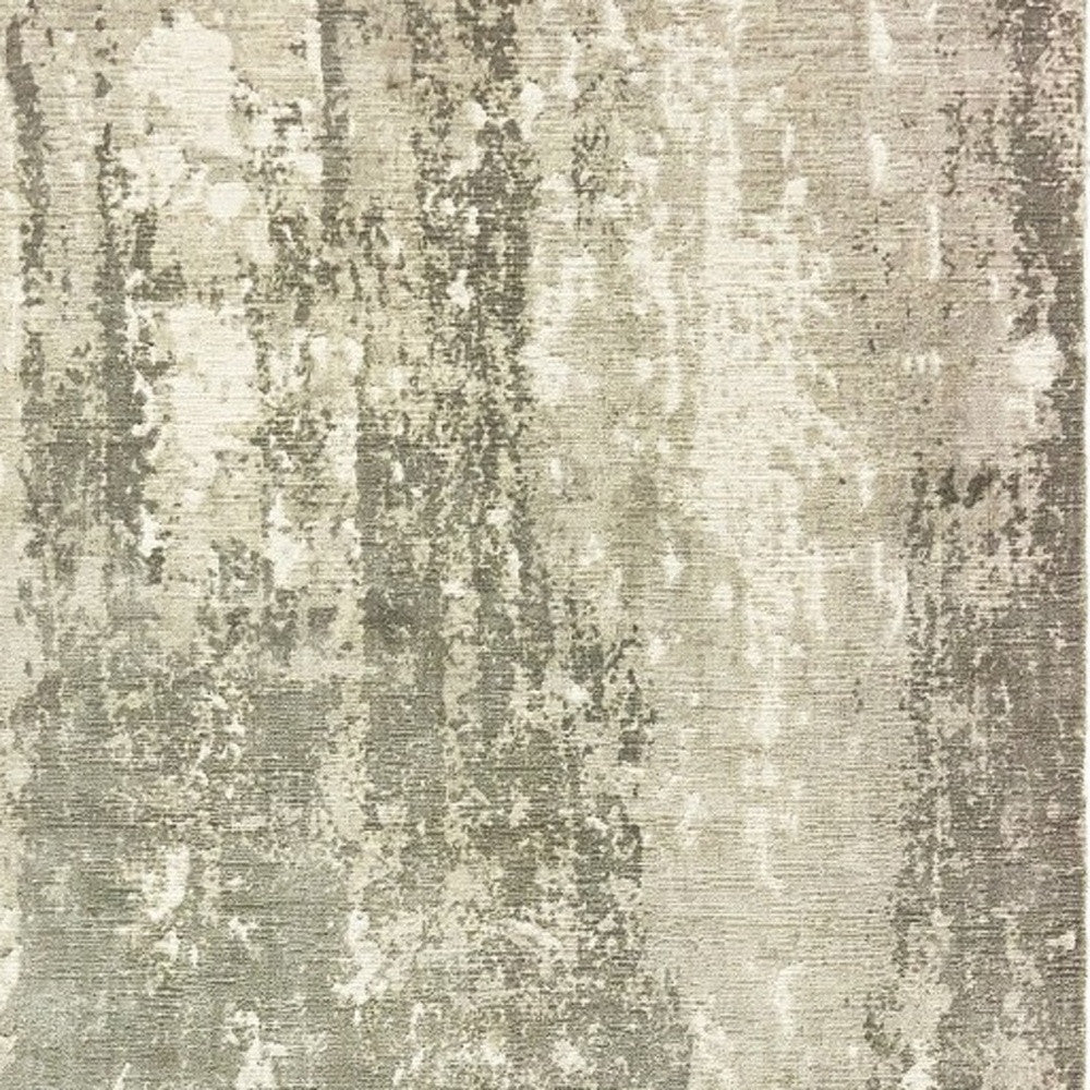 3' X 10' Gray And Ivory Abstract Splash Indoor Runner Rug