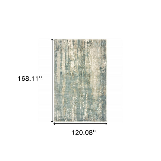 8’ X 10’ Blue And Gray Abstract Splash Indoor Area Rug