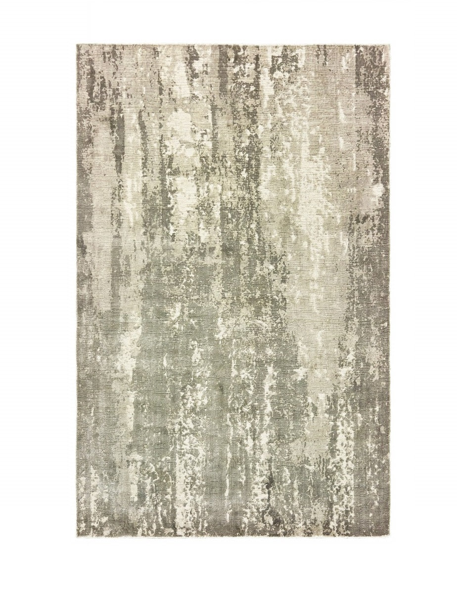 3' X 10' Gray And Ivory Abstract Splash Indoor Runner Rug