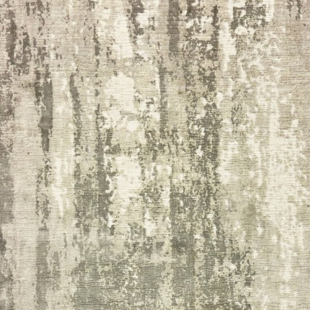 3' X 10' Gray And Ivory Abstract Splash Indoor Runner Rug