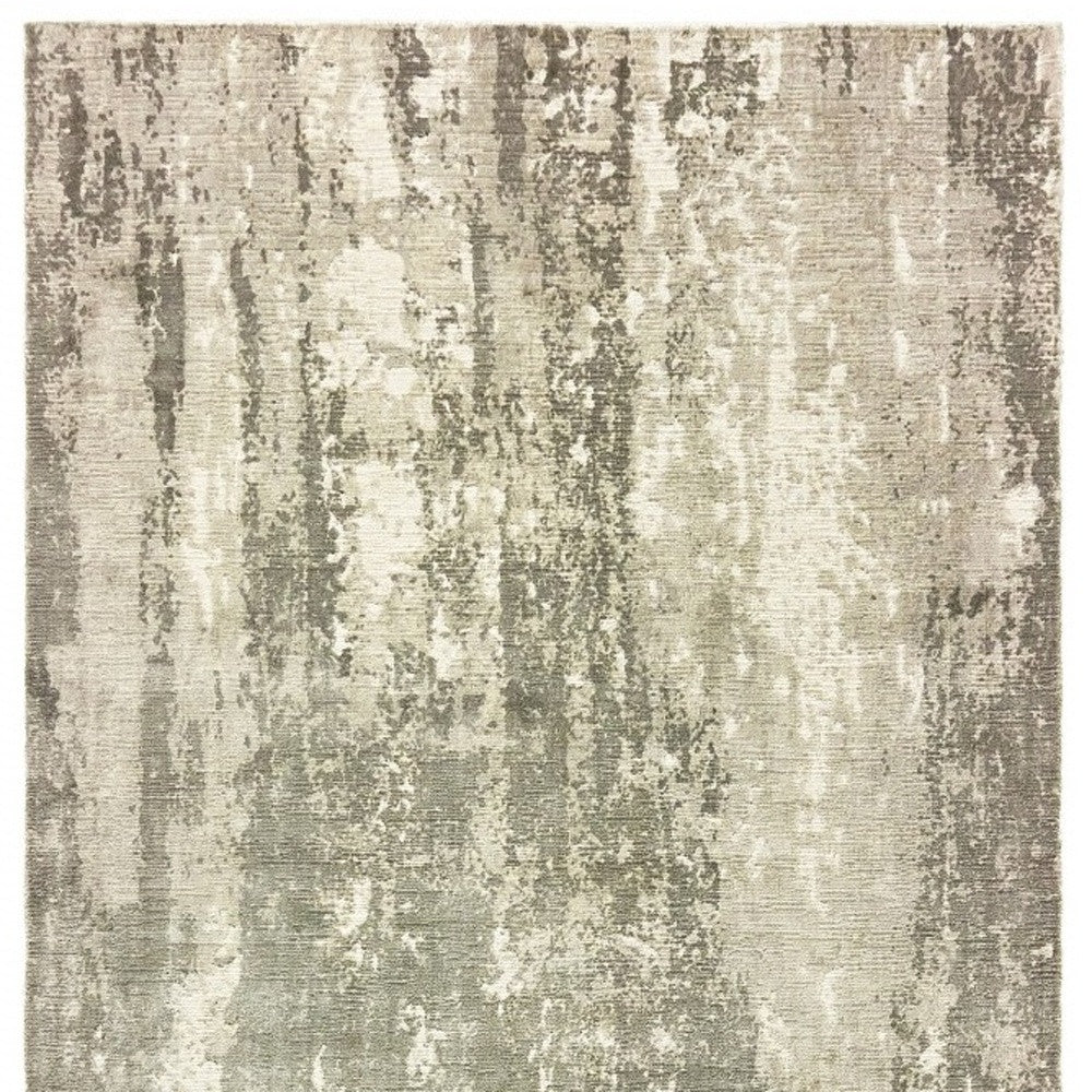 10' X 14' Gray And Ivory Abstract Splash Indoor Area Rug