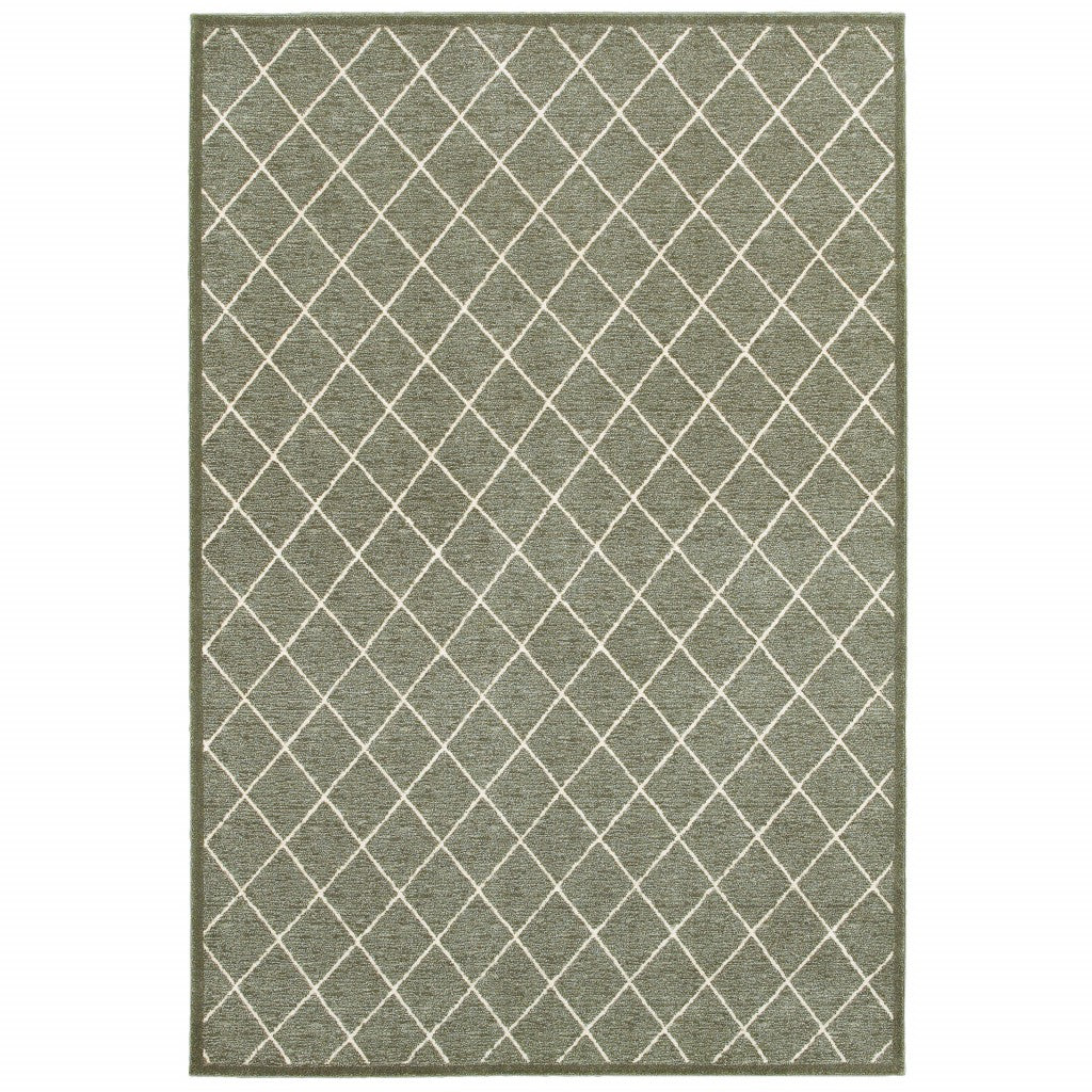 7' X 10' Gray And Ivory Diamond Indoor Area Rug