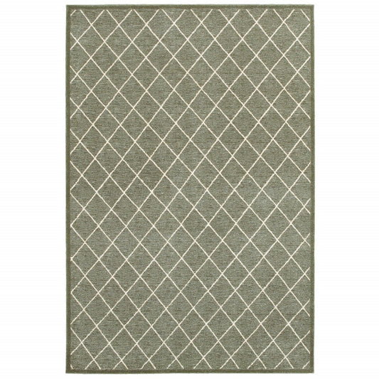 10' X 13' Gray And Ivory Diamond Indoor Area Rug