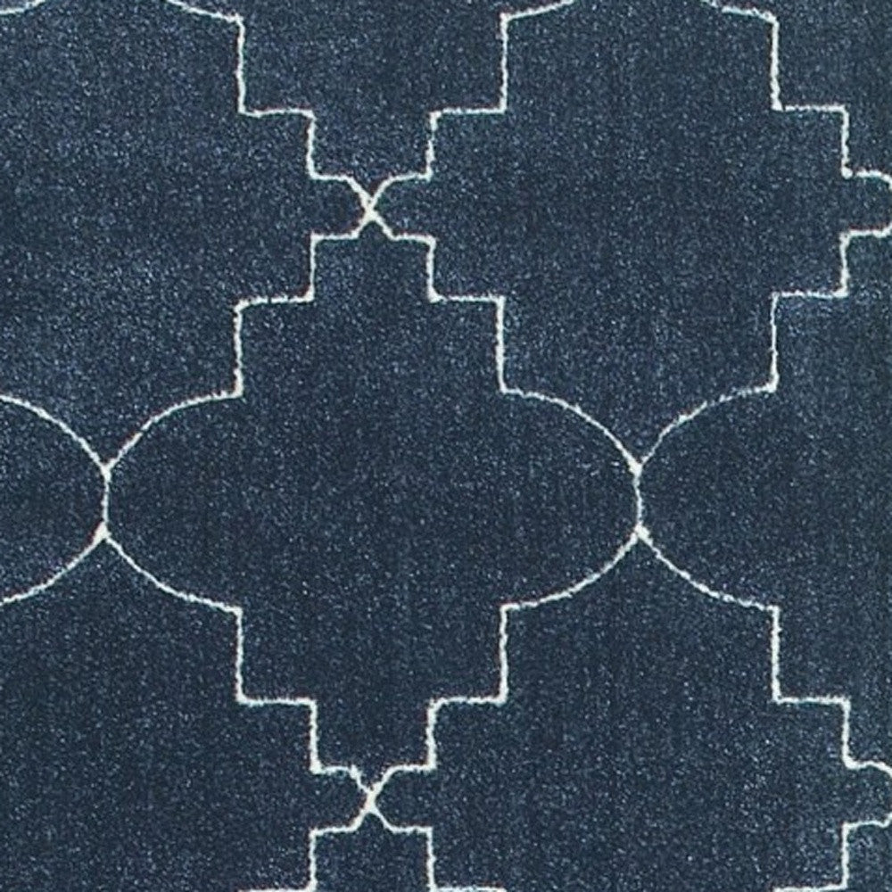 4' X 6' Blue And Ivory Trellis Indoor Area Rug