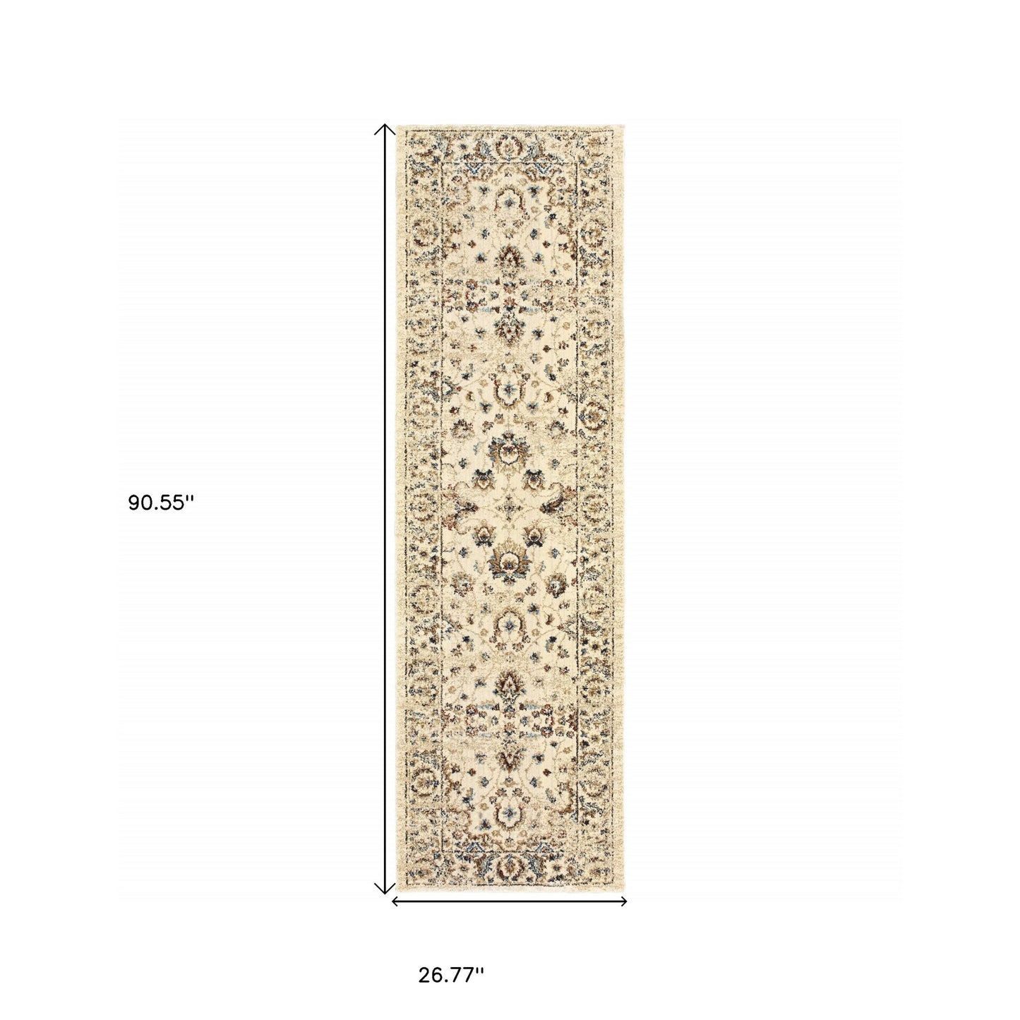 8' X 11' Ivory And Gold Distressed Indoor Area Rug