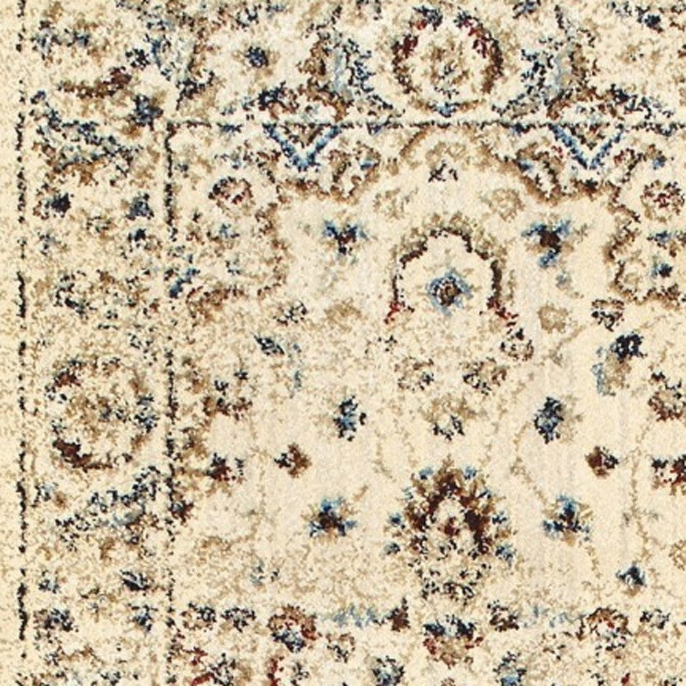 8' X 11' Ivory And Gold Distressed Indoor Area Rug