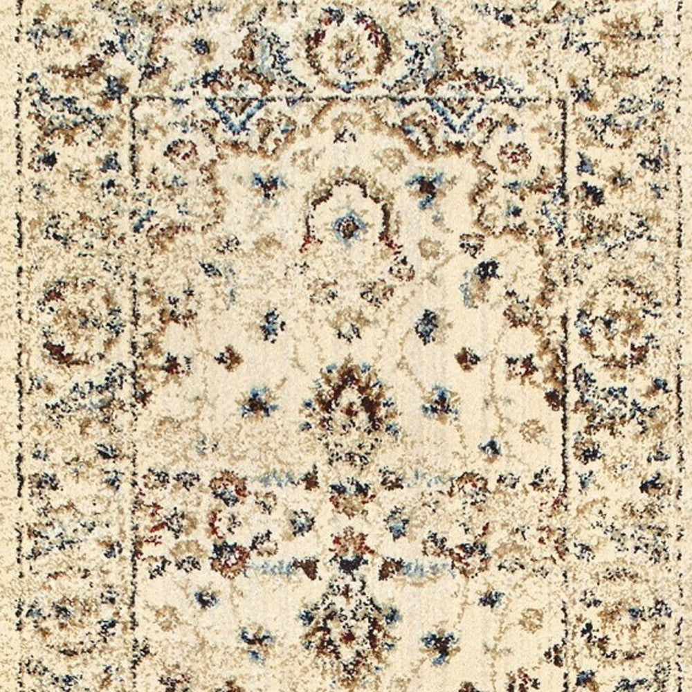 8' X 11' Ivory And Gold Distressed Indoor Area Rug