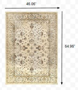 2’ X 8’ Ivory And Gold Distressed Indoor Runner Rug