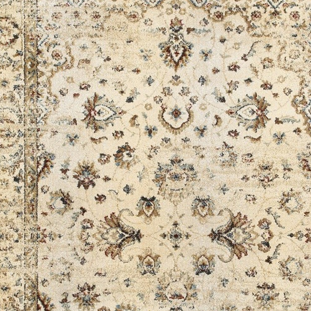 8' X 11' Ivory And Gold Distressed Indoor Area Rug