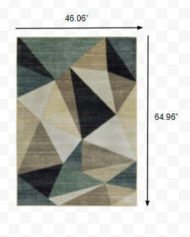 5' X 7' Gray And Teal Geometrics Indoor Area Rug