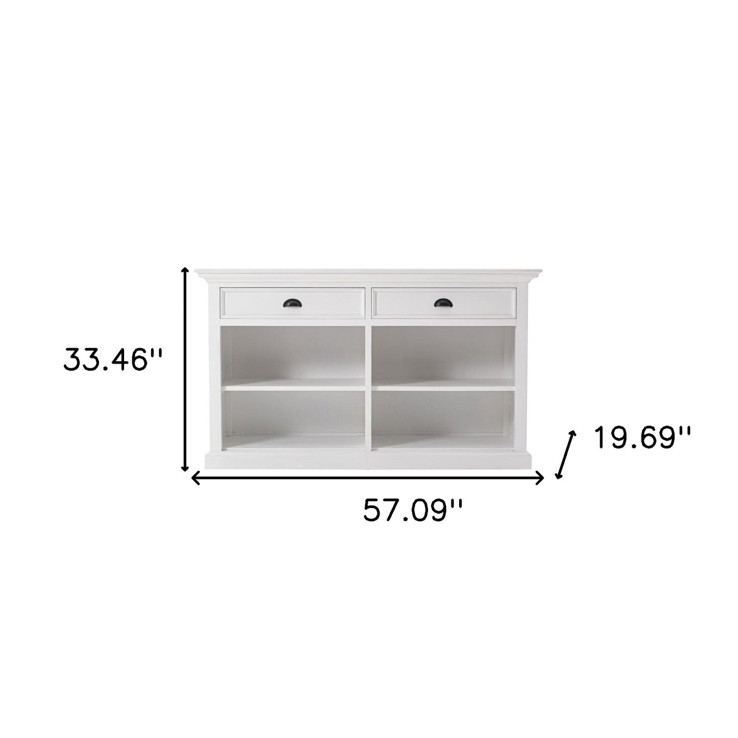 57" White Wood Two Drawer Buffet Table