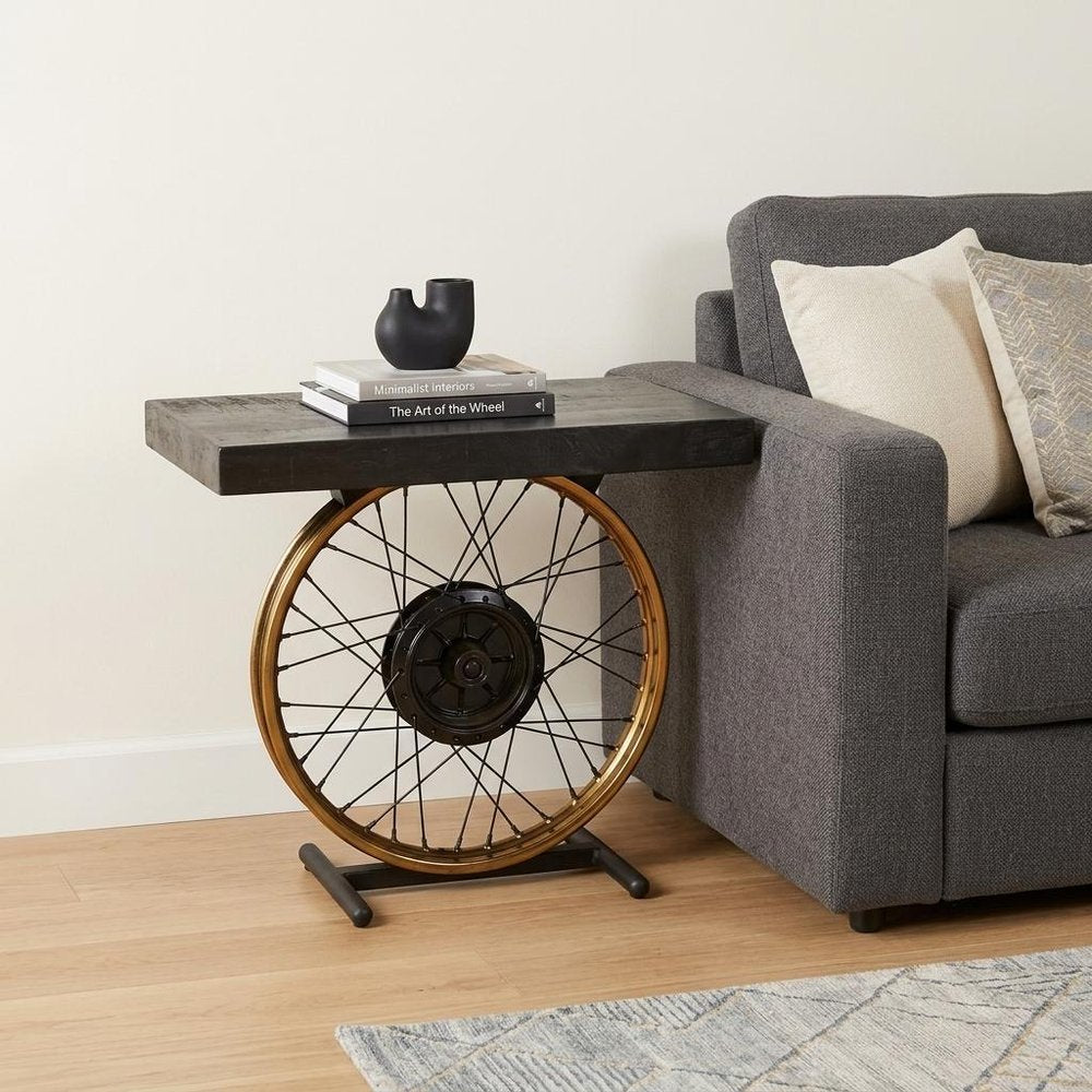 22" Black Solid Wood End Table